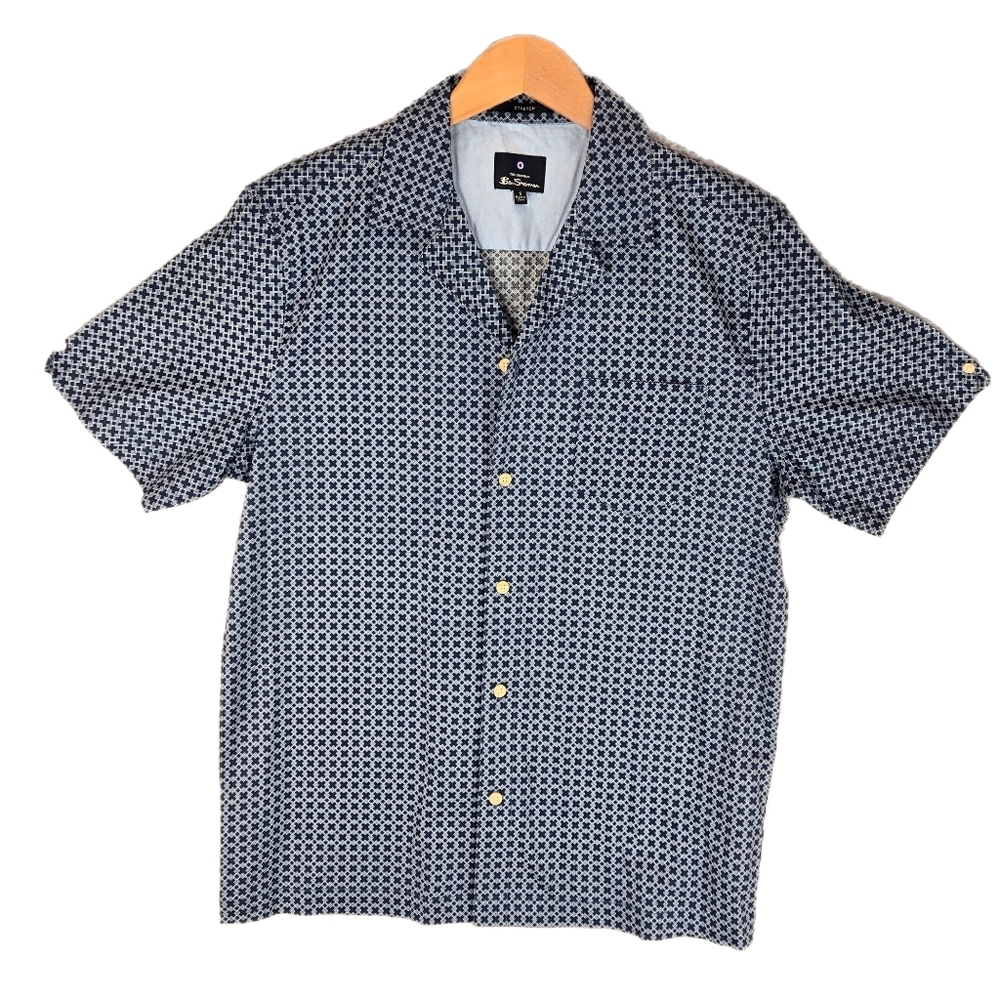 Ben Sherman Mens Wellsburg Shirt Sz S Diamond Print Short Sleeve Summer Days*